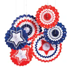 Patriotic Burst Hanging Paper Fans