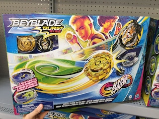 beyblade burst rise toys on a walmart shelf