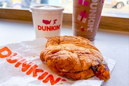 Current Dunkin’ Deals: Buy a Drink, Get a Maple Bacon Sammy for $3 card image