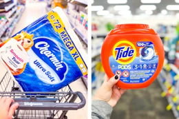 collage image of charmin toilet paper and tide pods