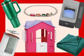 tumblers, towel warmer, cottage, blanket, ice maker, and train