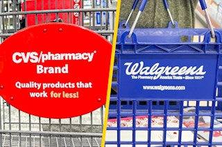 a cvs cart and walgreens shopping basket