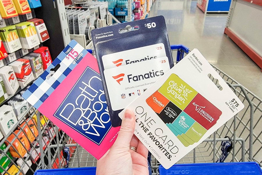 sams club gift cards bath body works fantatics darden