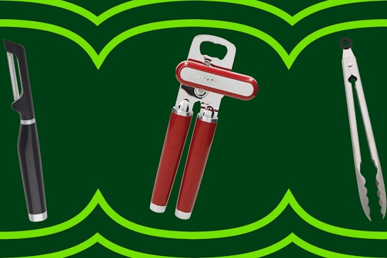 amazon kitchen tools on a green background