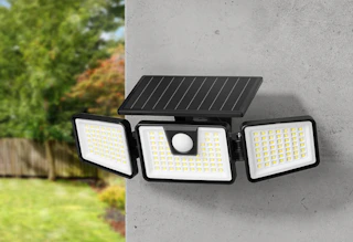 a solar light on a wall