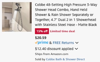 showerhead cart ending in $20.59