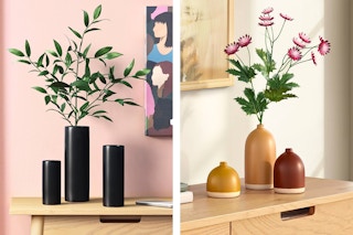 2 lifestyle images of Room Essentials Vase sets in home settings used as decoration