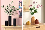 2 lifestyle images of Room Essentials Vase sets in home settings used as decoration