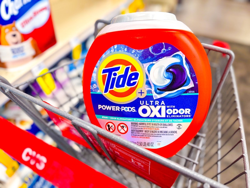 tide pods in a cart