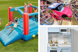 Unexpected Walmart Toy Deals — Includes $13 Barbie Car and $134 Bounce House card image