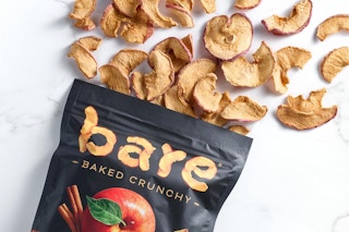 bag of bare apple chips spilled out onto counter