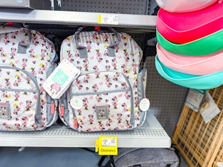 minnie mouse diaper bag packpack on walmart shelf
