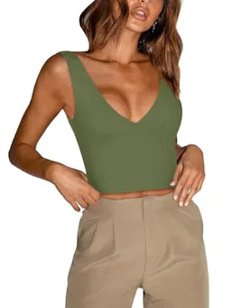 Women's Deep V Neck Crop Tank Top