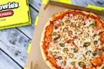 Jalapeno pizza form Hungry Howie's in a box