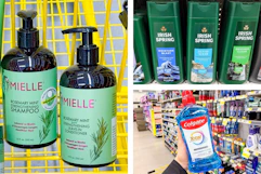 dollar general irish spring, colgate, mielle 3-photo collage