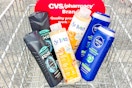 axe, st ives, and nivea body wash in a cart