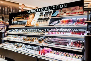 Various makeup from the Sephora Collection on display at the Sephora store