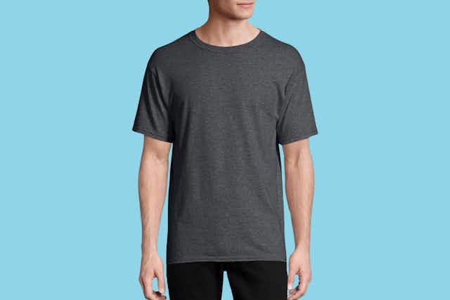 Hanes Men's Essentials T-shirt 4-Pack, Just $10.38 During Amazon Prime Day card image
