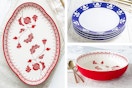 3 lifestyle images of the Sofia Home dinnerware collection: Platter, Bowl & Plate Set