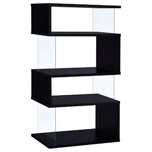 4-Shelf Glass Panel Bookshelf