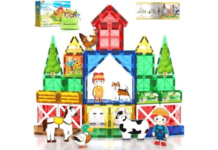 Magnetic Tiles With Farm Animal Set