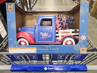 fourth of july themed truck in a cart