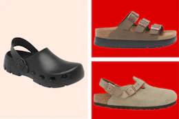 birkenstock shoes on a grid