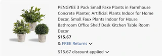 artificial plant Amazon receipt