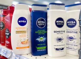 nivea body washes on a store shelf
