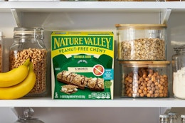 Nature Valley granola bars on pantry shelf