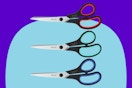 3-Pack 8" Heavy Duty Scissors with Ultra Sharp Blades on a blue background.