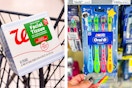 collage with walgreens brand tissue and oral-b toothbrushes