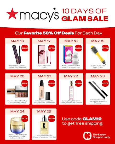 Macy's 10 Days of Glam 2025 deals schedule