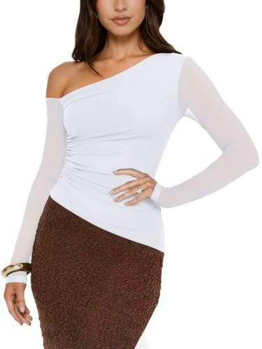 Womens Mesh Off-Shoulder Top