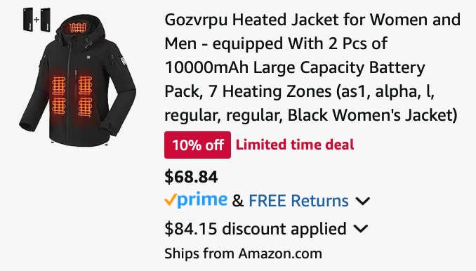 Gozvrpu Heated Jacket for Women and Men - equipped With 2 Pcs of 10000mAh Large Capacity Battery Pack, 7 Heating Zones