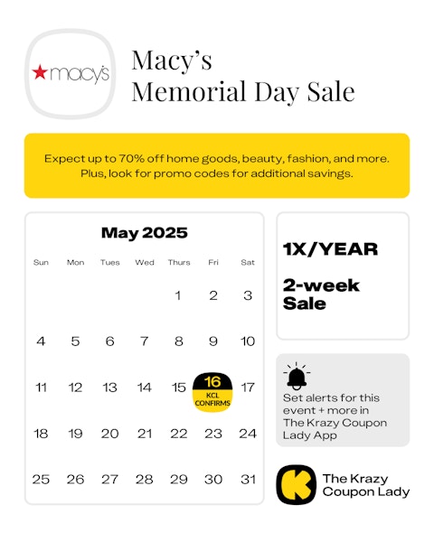 Macy's Memorial Day Sale 2025 Dates