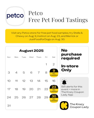 Petco Free Pet Food Tastings August 2025