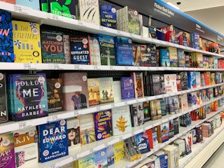 Books on sales shelf at Target store.