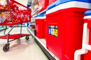 igloo latitude rolling coolers sitting on a target shelf