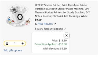 sticker printer Amazon receipt