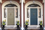Beyond Paint shown in 2 colors painted on front doors