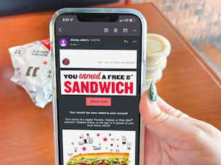 hand holding phone with jimmy johns app