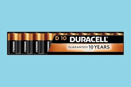 Duracell Coppertop D Batteries 10-Pack, as Low as $10.10 on Amazon card image