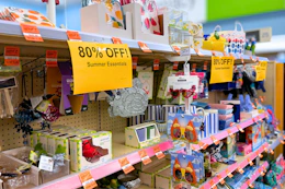 Walgreens summer clearance items with 80% off sign