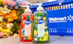 2 Walmart Dial handsoaps in the floral section next to Walmart shopping basket