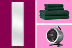 Floor-length mirror, towel set & Shark fan