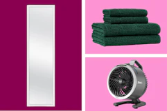 Floor-length mirror, towel set & Shark fan