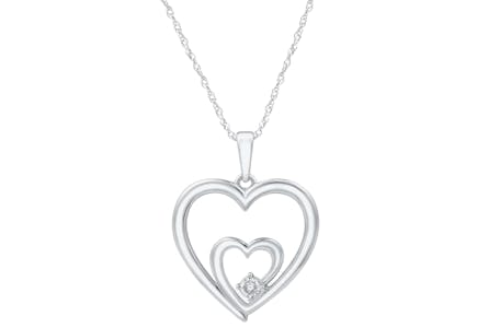 White Diamond Heart Pendant Necklace