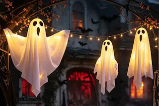 a ghost hanging from lights