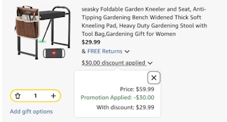 garden kneeler Amazon receipt